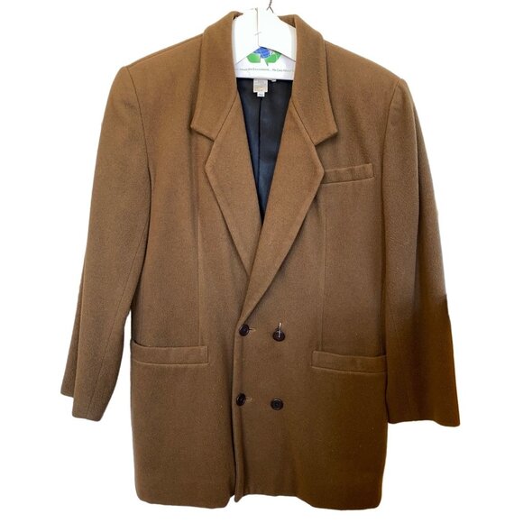 Anne Pinkerton Womens Medium Brown Wool Cashmere Blazer Jacket With Satin Lining - Picture 7 of 9